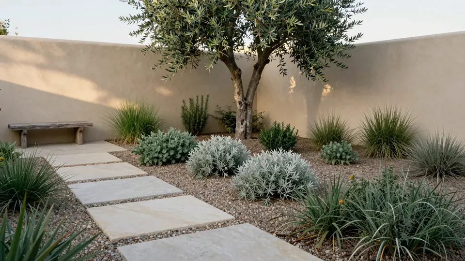 Courtyard, mature planting.